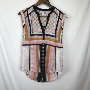 Bar III Taipei Printed V-Neck Blouse Size Small